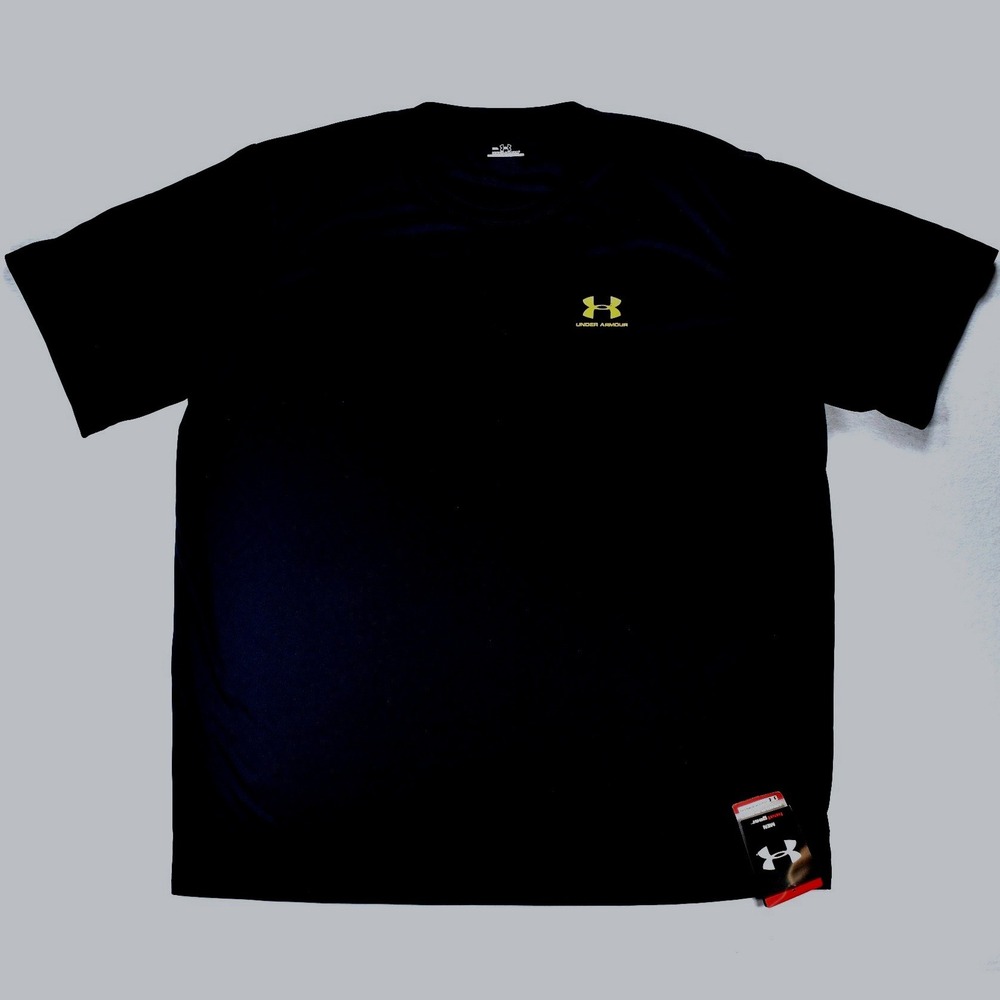 Under Armour HeatGear Mens XXL Black Short Sleeve Athletic T-Shirt 1004084-001